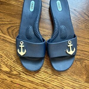 OKA b. Dark Blue Anchor Slide Sandals